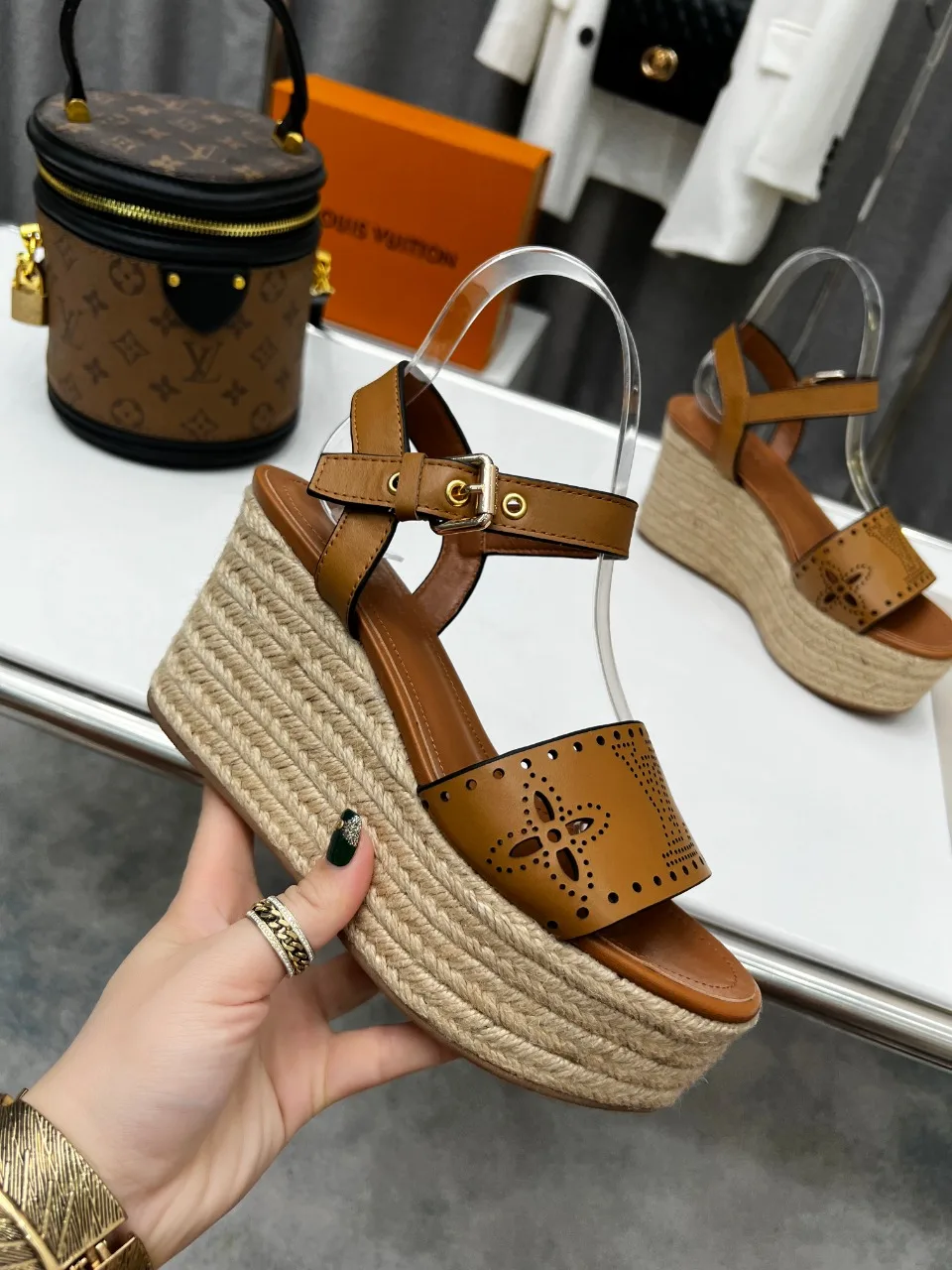 Louis Vuitton Starboard Wedge Sandal Brown LV 1A9PLN - Image 7
