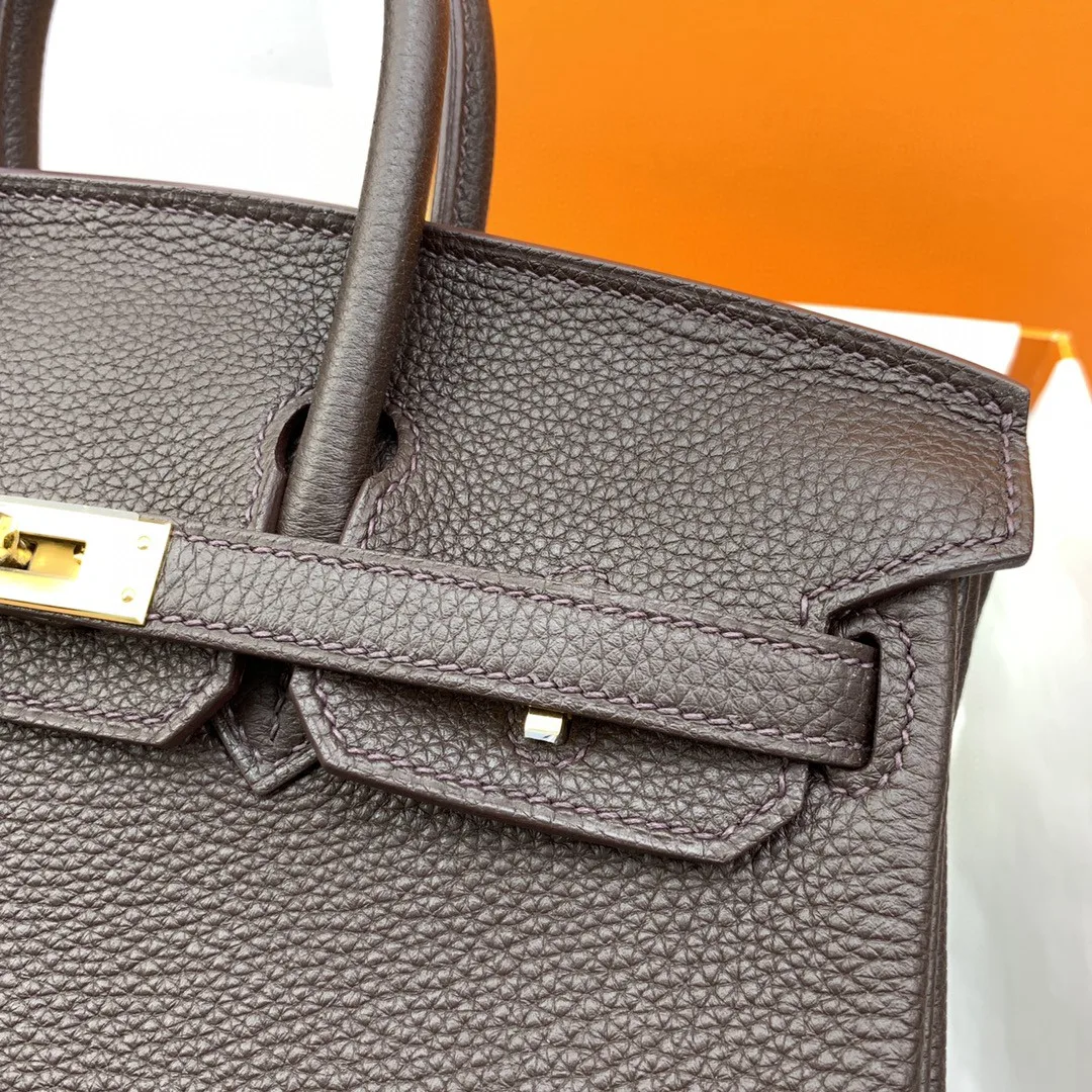Alternative view of Hermes Birkin Top Handle Bag / Nata Swift Dark Brown Gold Hardware