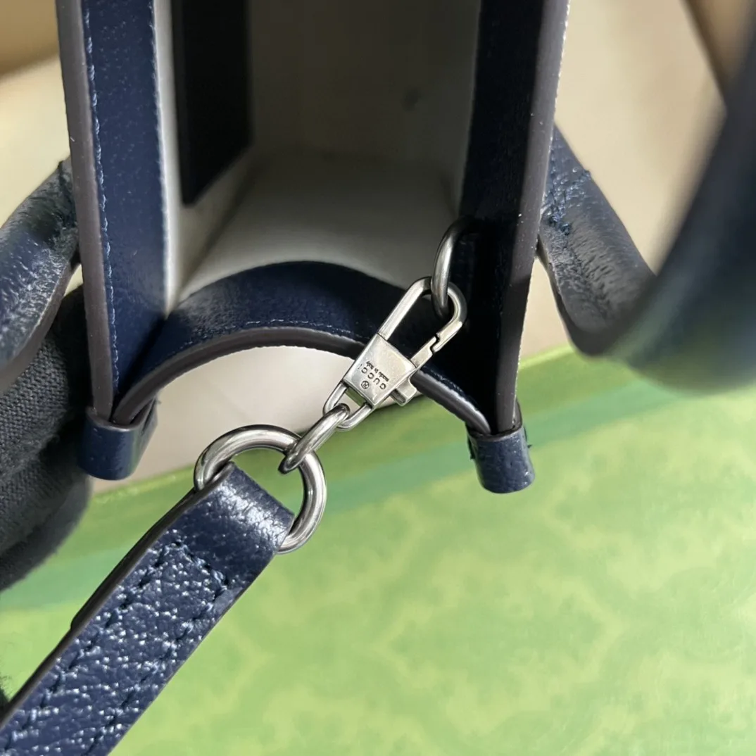 Gucci Mini Tote Bag With Interlocking G Beige And Blue GG Supreme Canvas / - Image 4