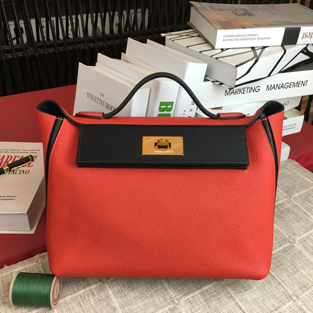 Hermes Clemence Swift Red Gold Toned Hardware - Image 8