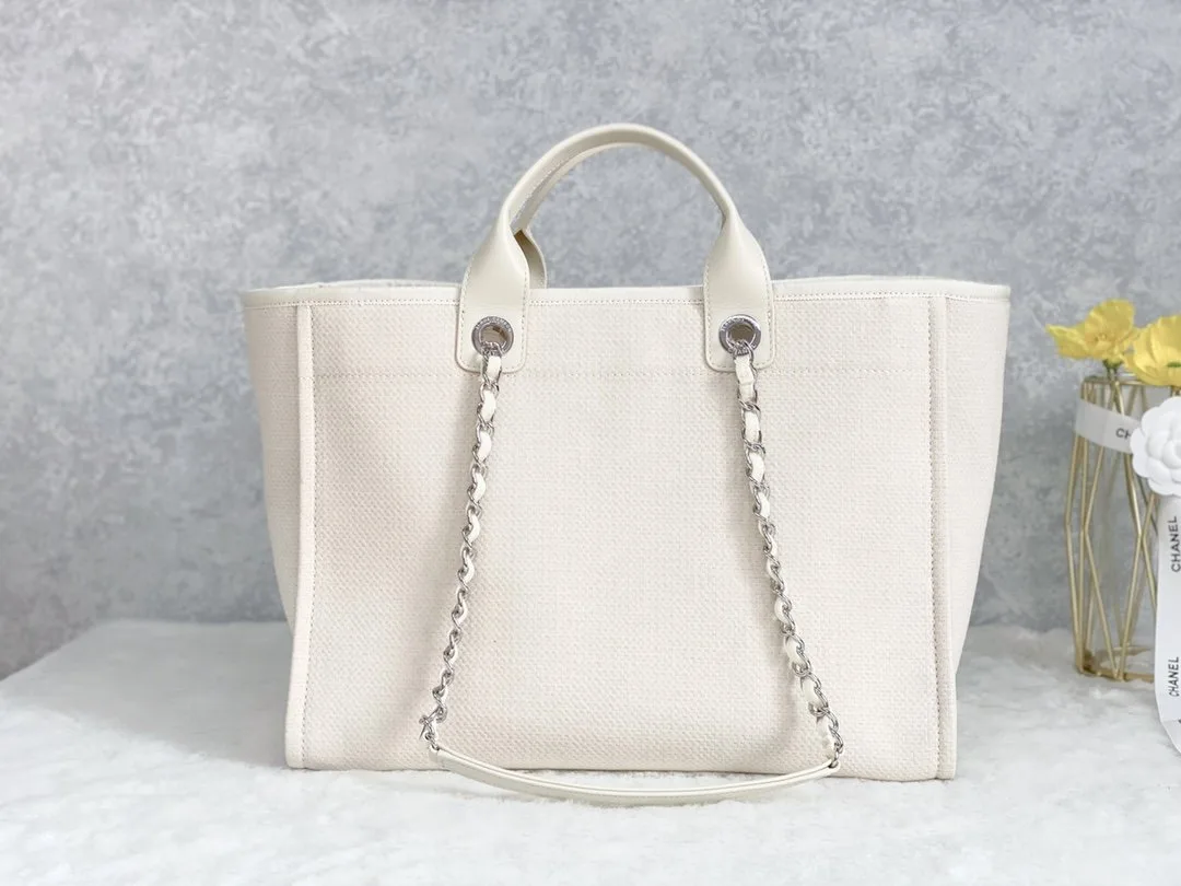 Chanel Shopping Small Tote Bag / Cream Silver Hardware - Image 2