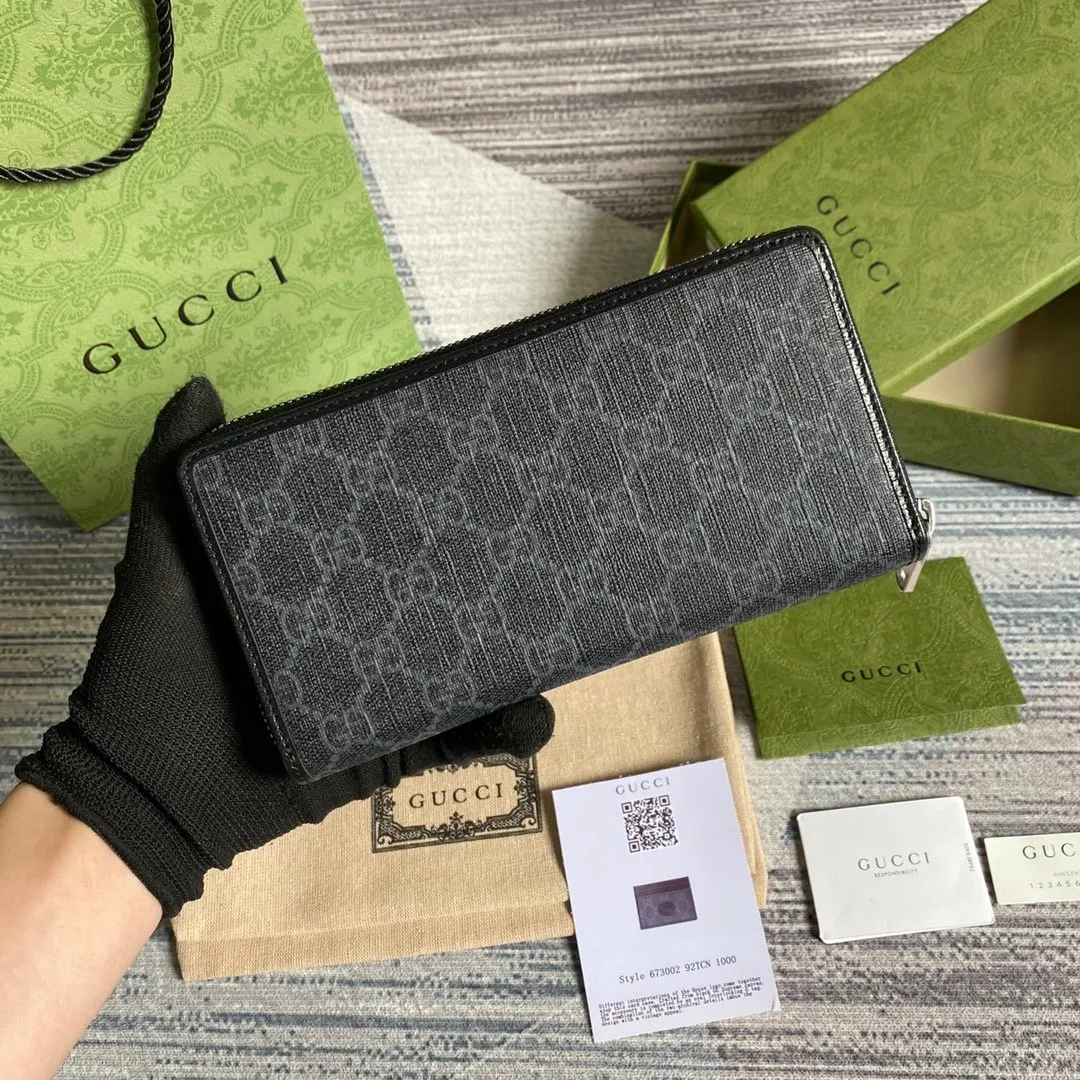 Alternative view of Gucci Ophidia GG Zip Around Wallet With Interlocking G Brown /