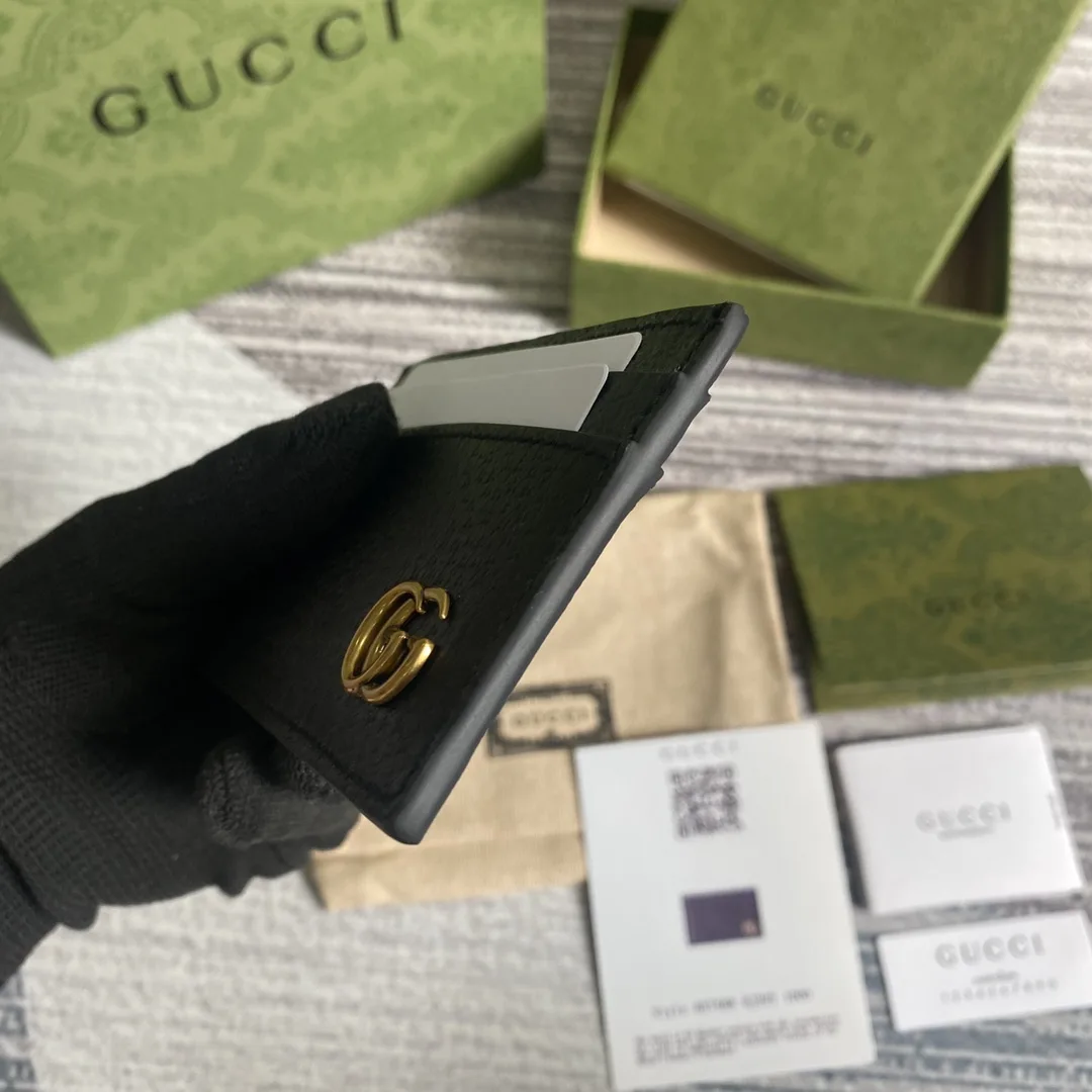 Gucci GG Marmont Card Case Black Gold Toned Hardware / - Image 9