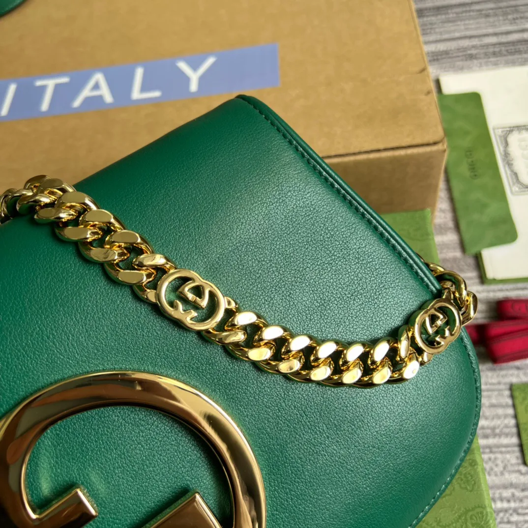 Gucci Blondie Medium Shoulder Bag / Green Gold Hardware - Image 8