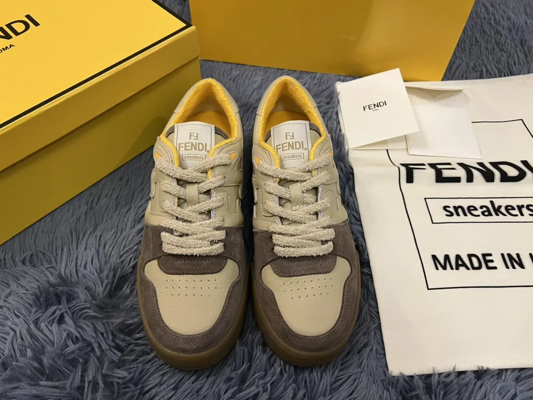 Fendi Match Low Tops In Beige 8E8252AHH2F1FHU - Image 7