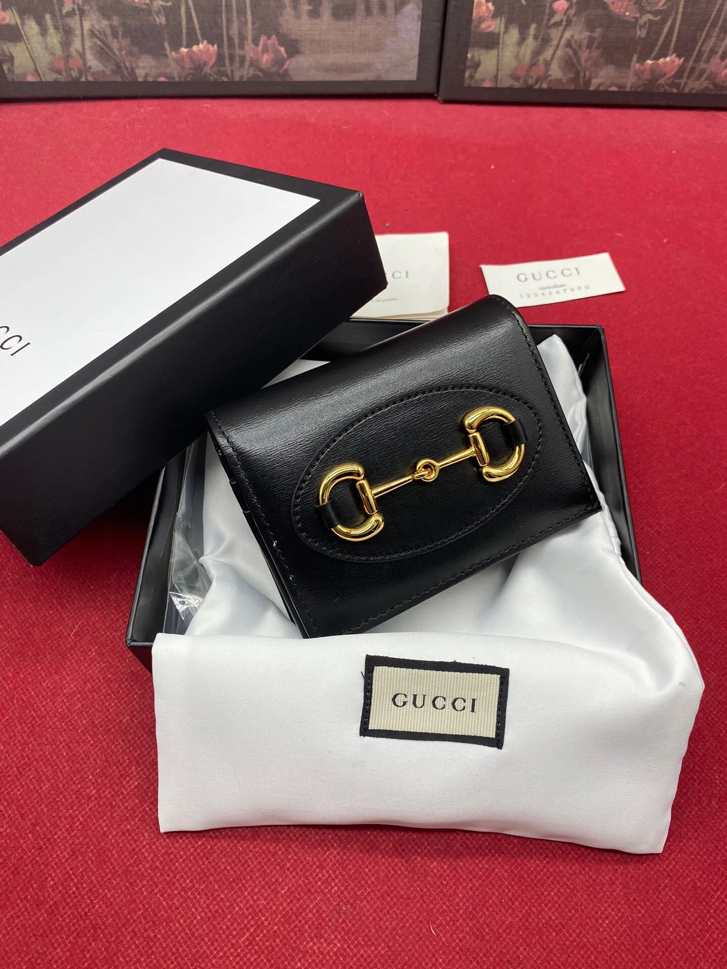 Gucci Horsebit 1955 Card Case Wallet Black Womens Wallet / GG - Image 5