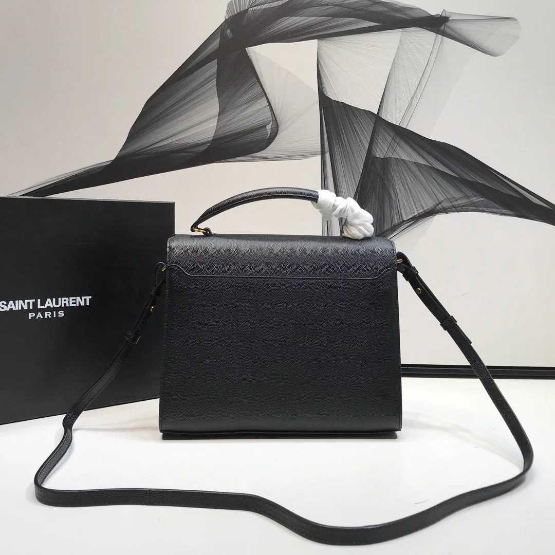 Saint Laurent Cassandra Medium Top Handle Bag In Grain Black / YSL - Image 3