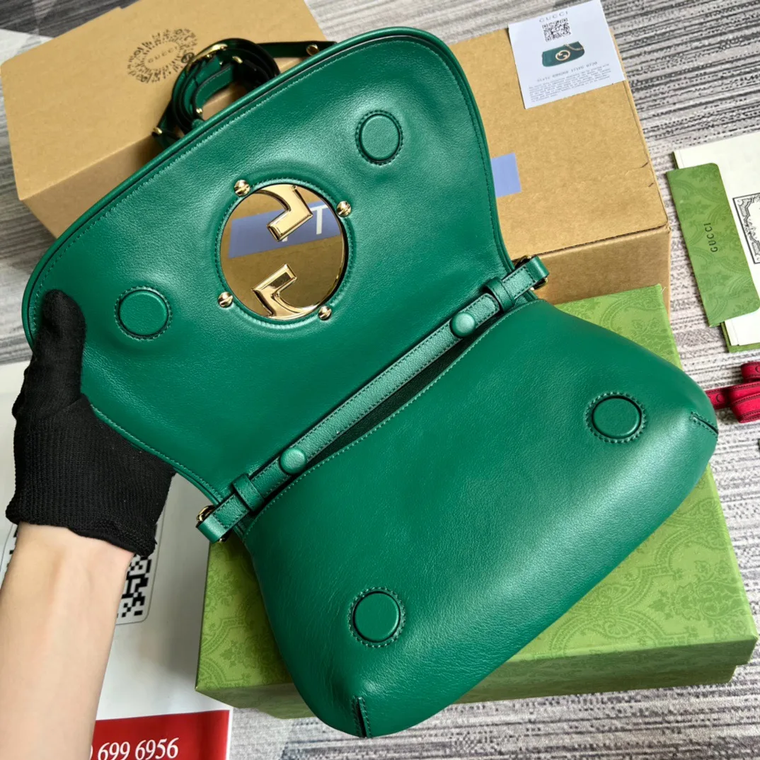 Gucci Blondie Medium Shoulder Bag / Green Gold Hardware - Image 7