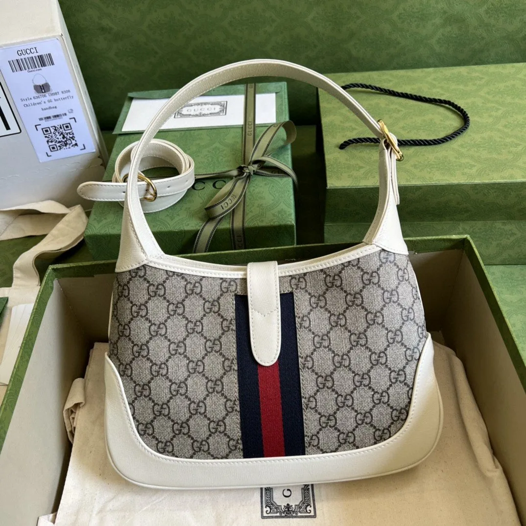 Gucci Jackie 1961 Small Shoulder Bag Beige And Ebony GG Supreme Canvas / - Image 8