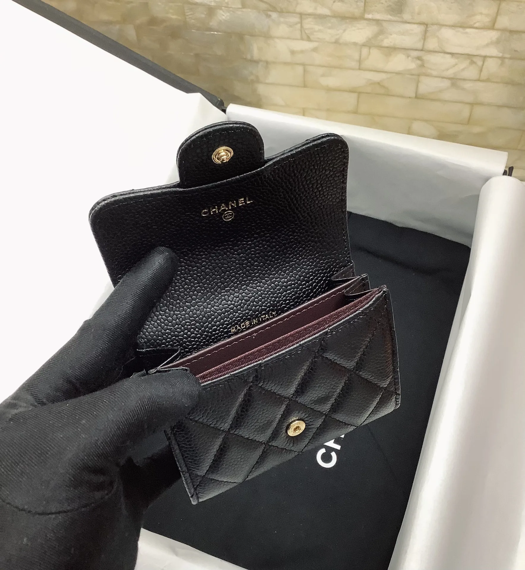 Chanel CO-CO Classic Card Holder Black Gold Hardware / - Image 5