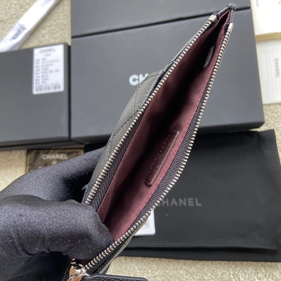 Chanel CO-CO Mini Pouch Wallet / Silver Hardware Black - Image 8