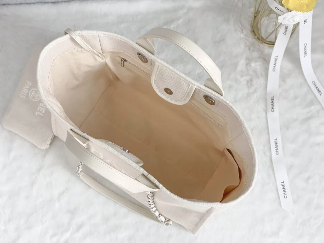 Chanel Shopping Small Tote Bag / Cream Silver Hardware - Image 6