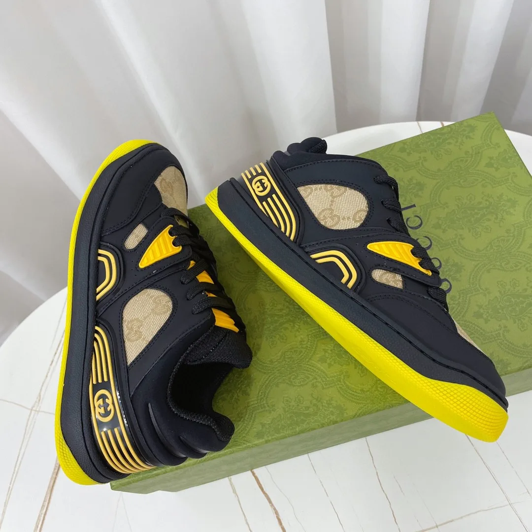 Gucci Mens GG Basket Sneaker Black And Yellow - Image 5