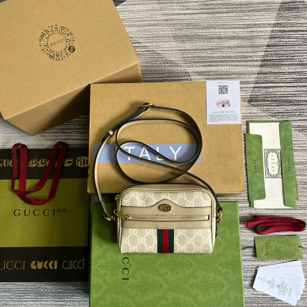 Alternative view of Gucci Ophidia Mini GG Bag / Beige And Ebony GG Supreme Canvas, With White