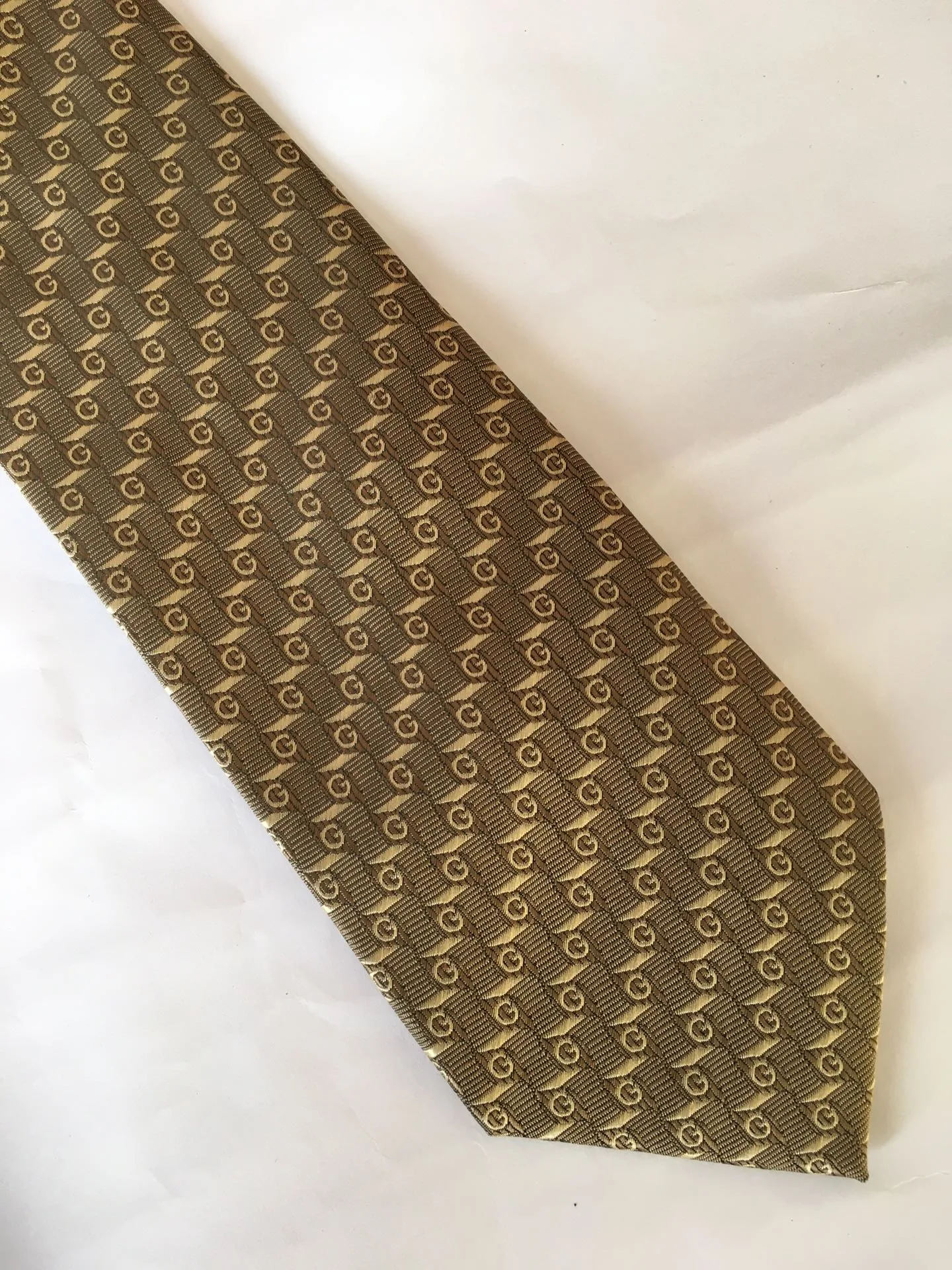 Gucci G Silk Jacquard Tie Yellow Copper GG Men - Image 6