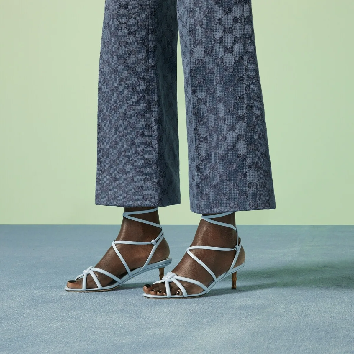 Alternative view of Gucci Strappy Sandal With Bamboo Blue