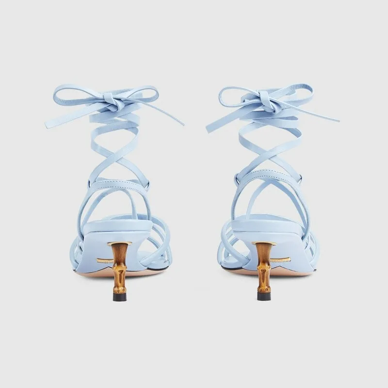 Gucci Strappy Sandal With Bamboo Blue - Image 4