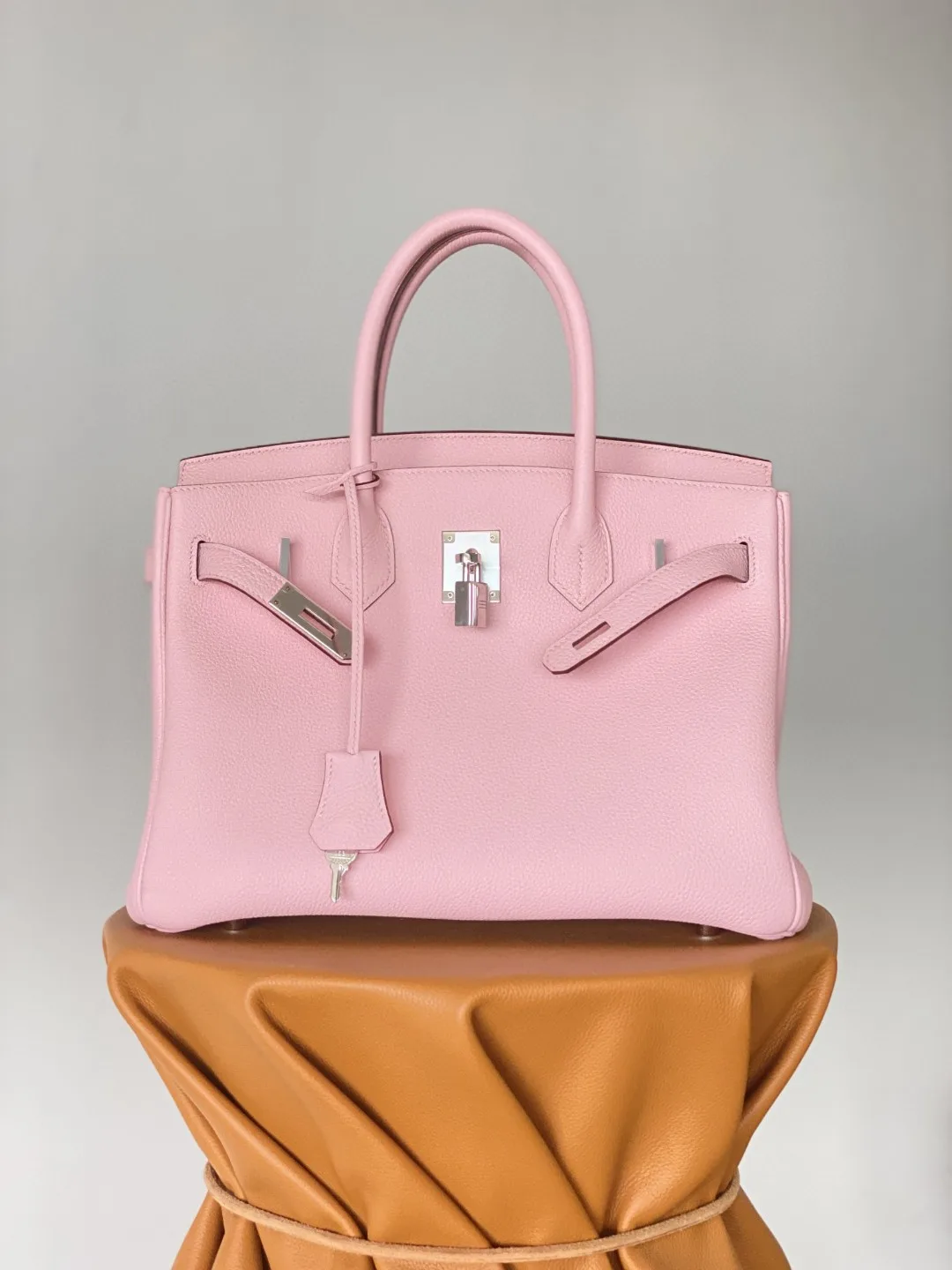 Hermes Birkin Top Handle Bag / Nata Swift Pink Silver Hardware - Image 7