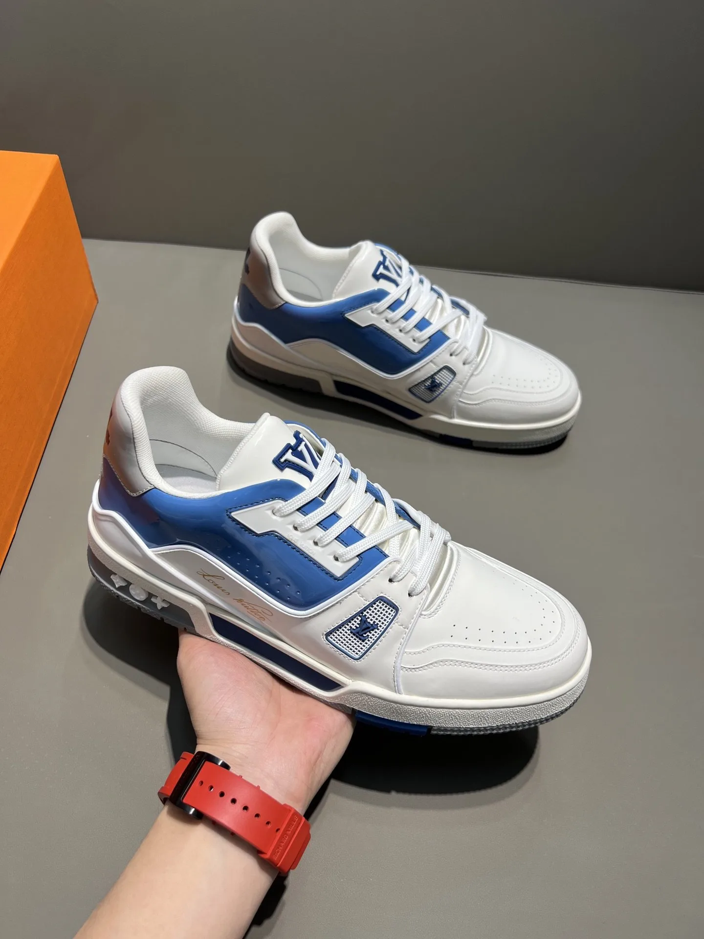 Louis Vuitton Trainer Sneaker White/Blue Virgil Abloh - Image 8