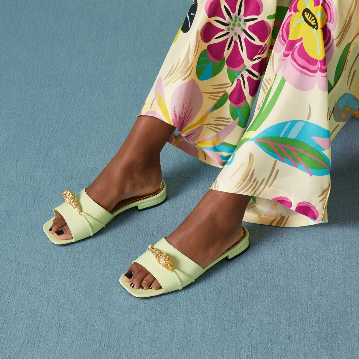 Alternative view of Gucci Slide Sandal With Hardware Light Green
