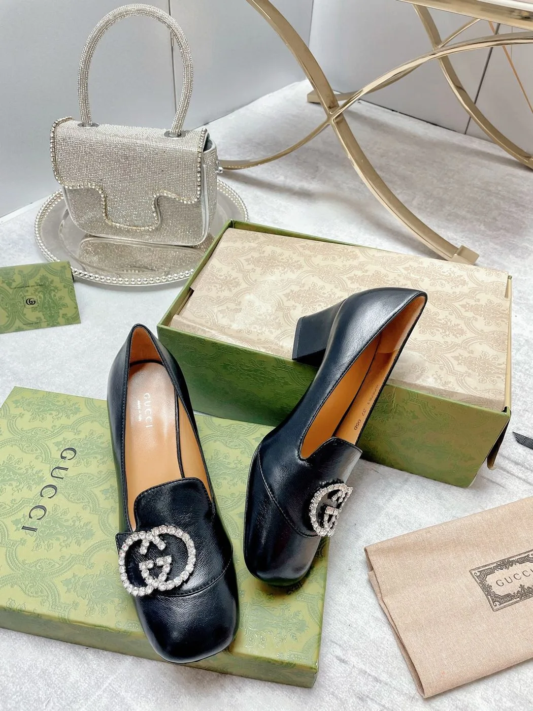 Gucci Women’s Mid-Heel Pump With GG Logo Black - Image 3