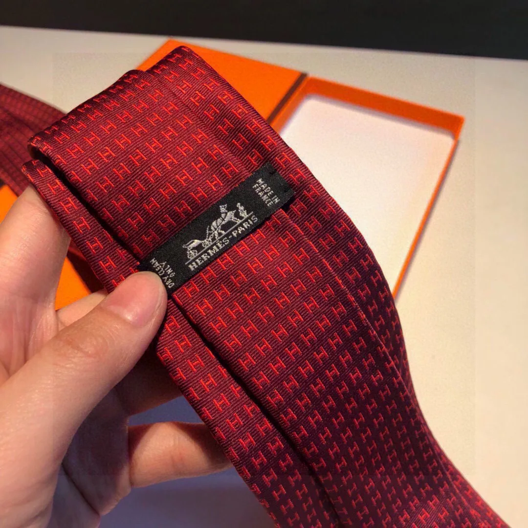 Hermes Faconnee H Tie Cardinal Hermes Men Tie 44 - Image 5