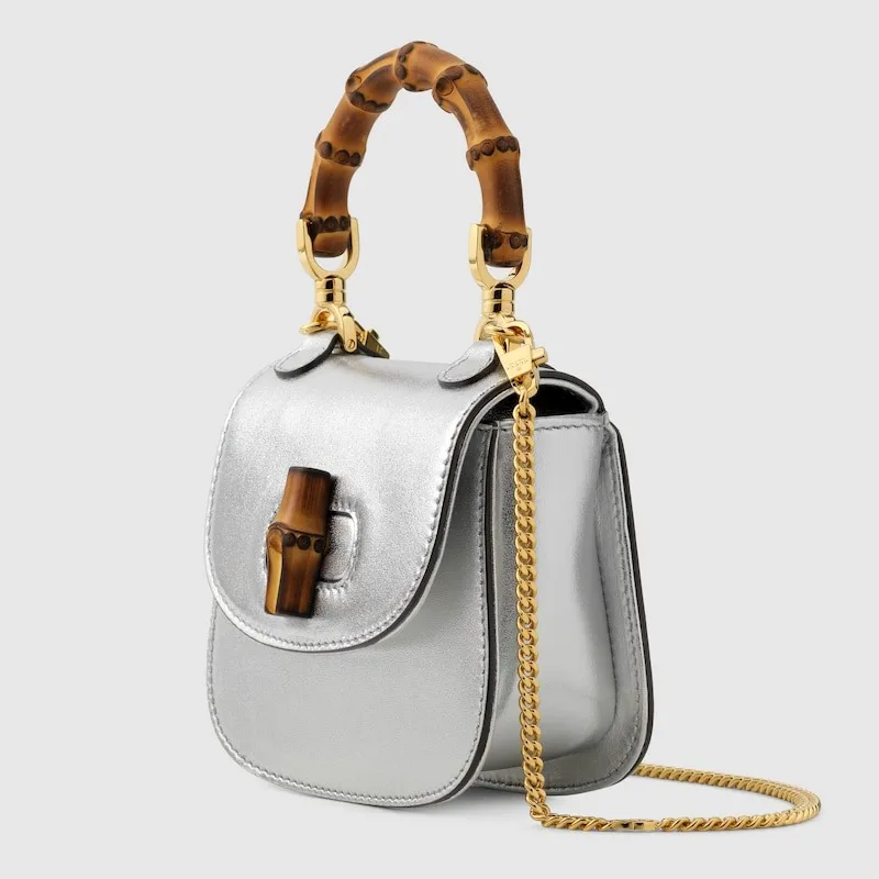 Alternative view of Gucci Bamboo 1947 Super Mini Silver Bag 1LD0G 8106 7.3 Inches /