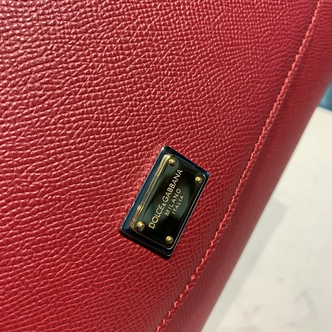 Dolce & Gabbana Small Sicily Bag In Dauphine Red / DG - Image 4
