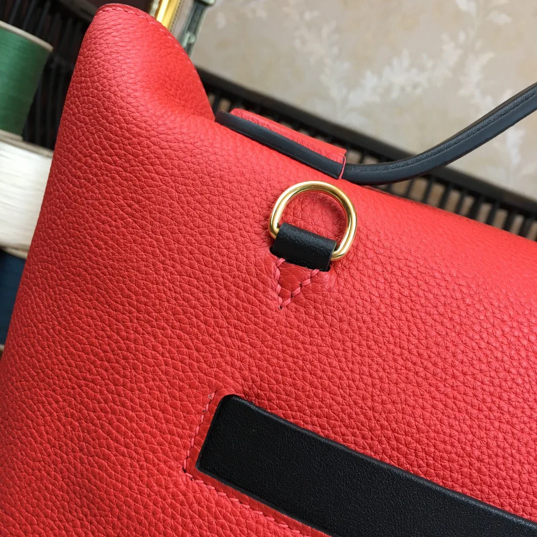 Hermes Clemence Swift Red Gold Toned Hardware - Image 6