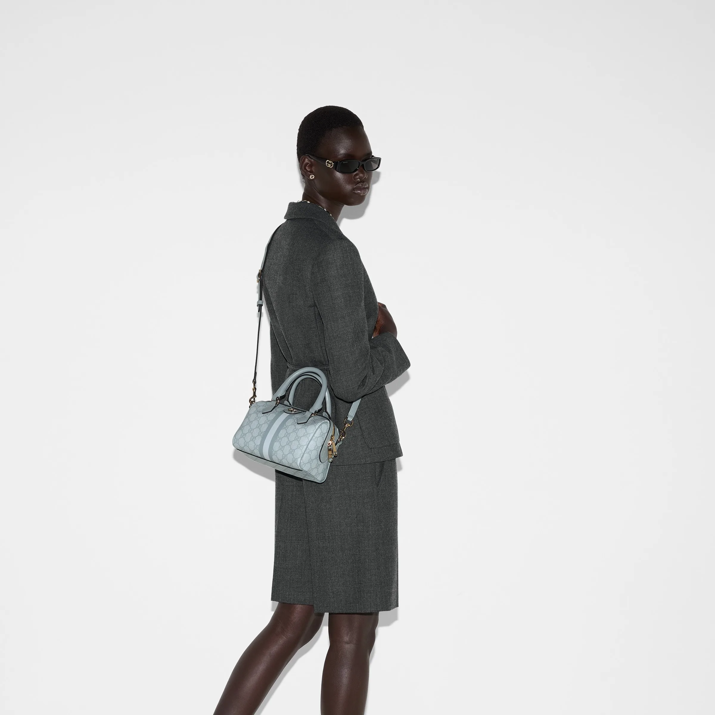 Gucci Ophidia Mini Top Handle Bag / Dusty Blue Gold Hardware - Image 4