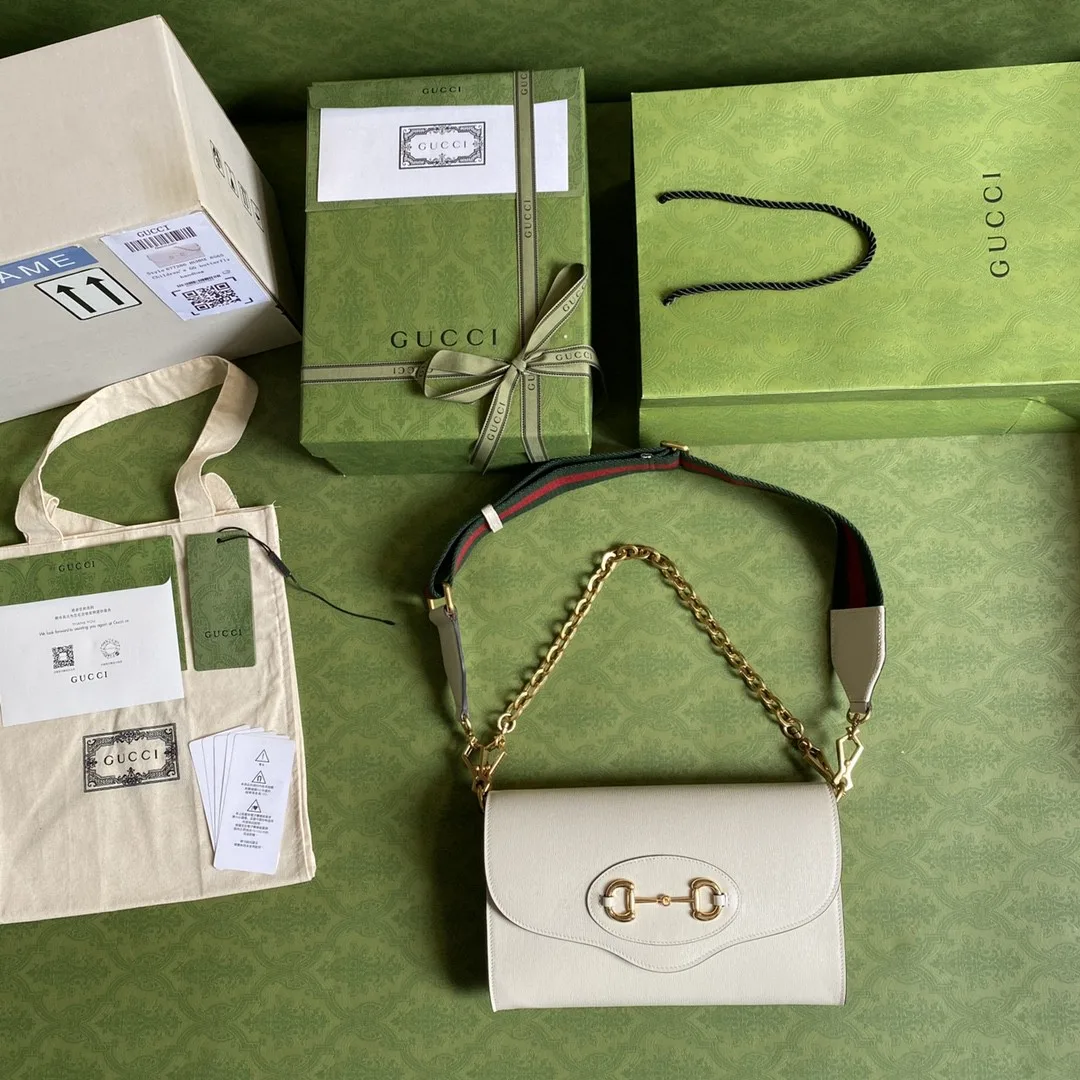 Gucci Horsebit 1955 Small Bag White / GG - Image 3