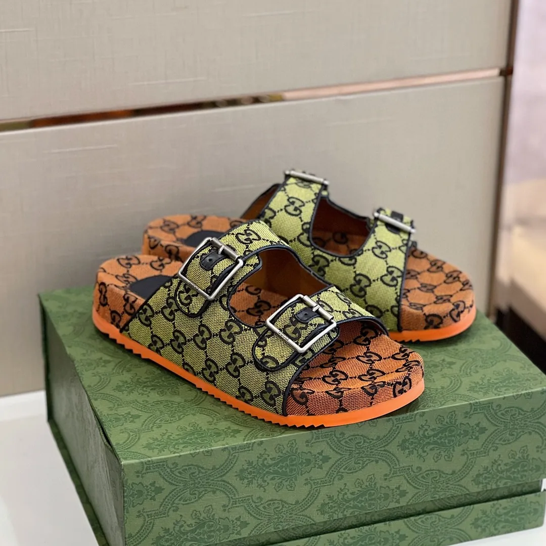 Gucci Slide Sandal With Straps Orange And Green 2HK60 - Image 7