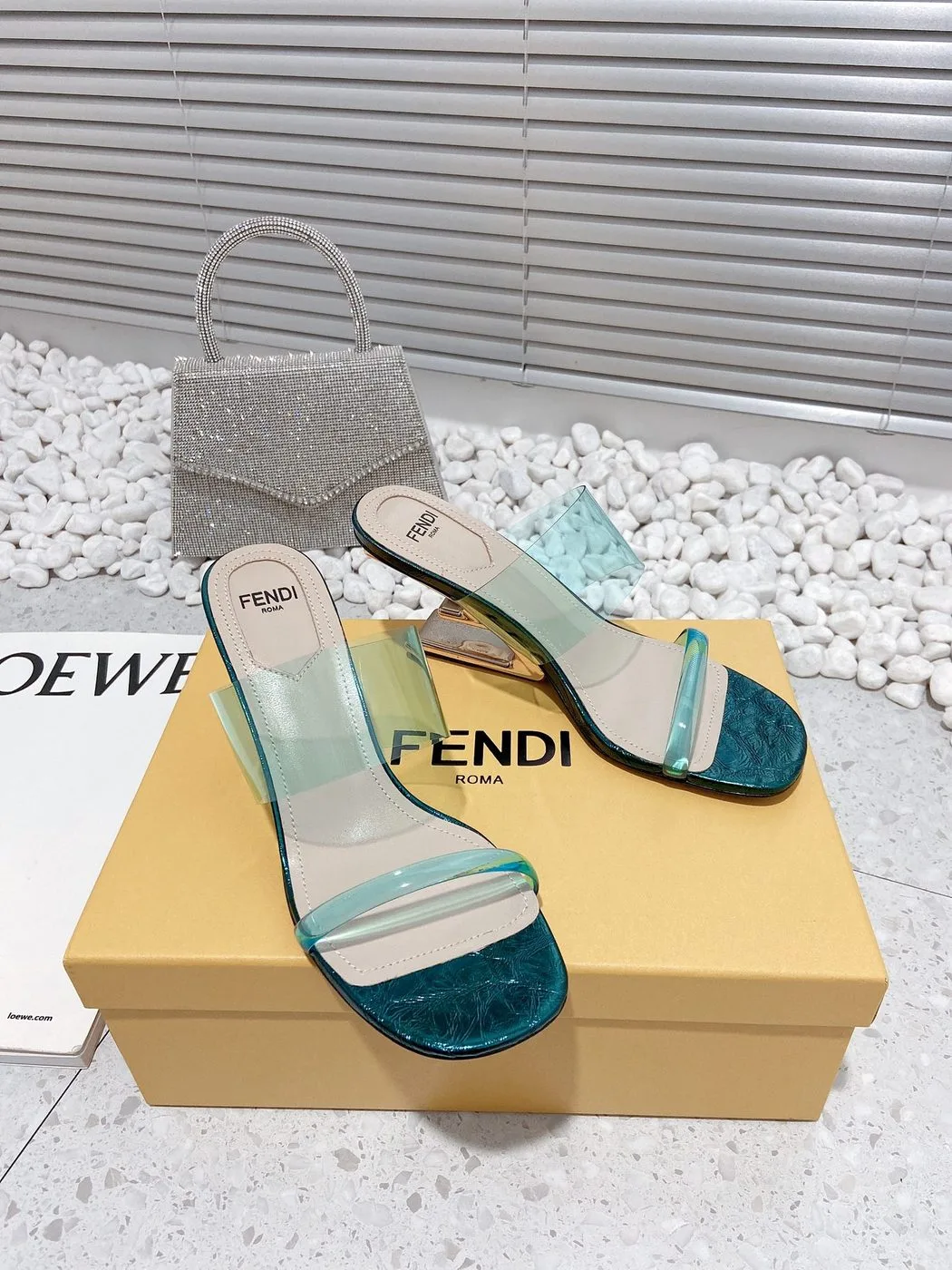 Alternative view of Fendi First Dark Green Transparent High-Heeled Sandals