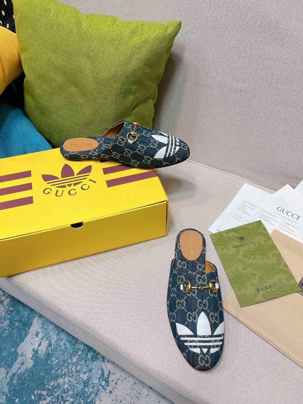 Alternative view of Gucci x Adidas Women’s GG Trefoil Slipper Blue