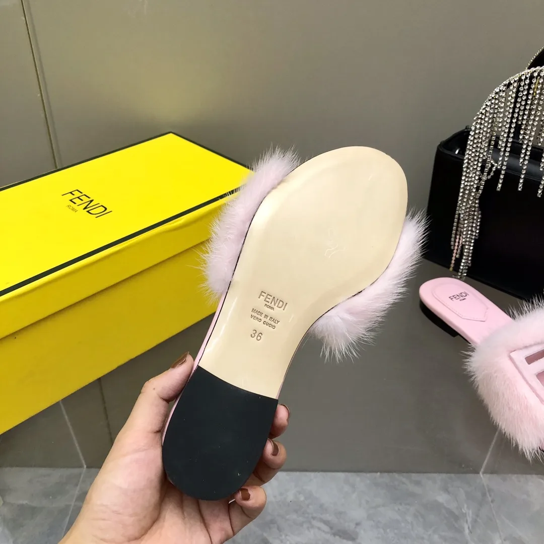 Alternative view of Fendi Pink Mink Slides