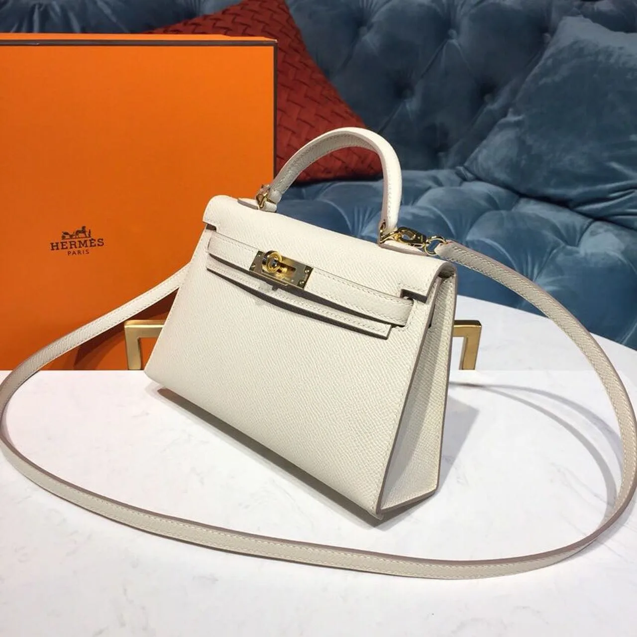 Hermes Mini Kelly Craie Gold-Toned Hardware / - Image 3