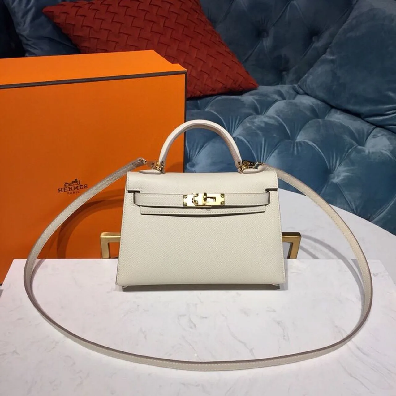 Hermes Mini Kelly Craie Gold-Toned Hardware / - Image 2