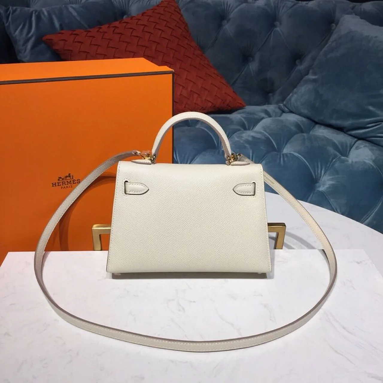 Hermes Mini Kelly Craie Gold-Toned Hardware / - Image 4