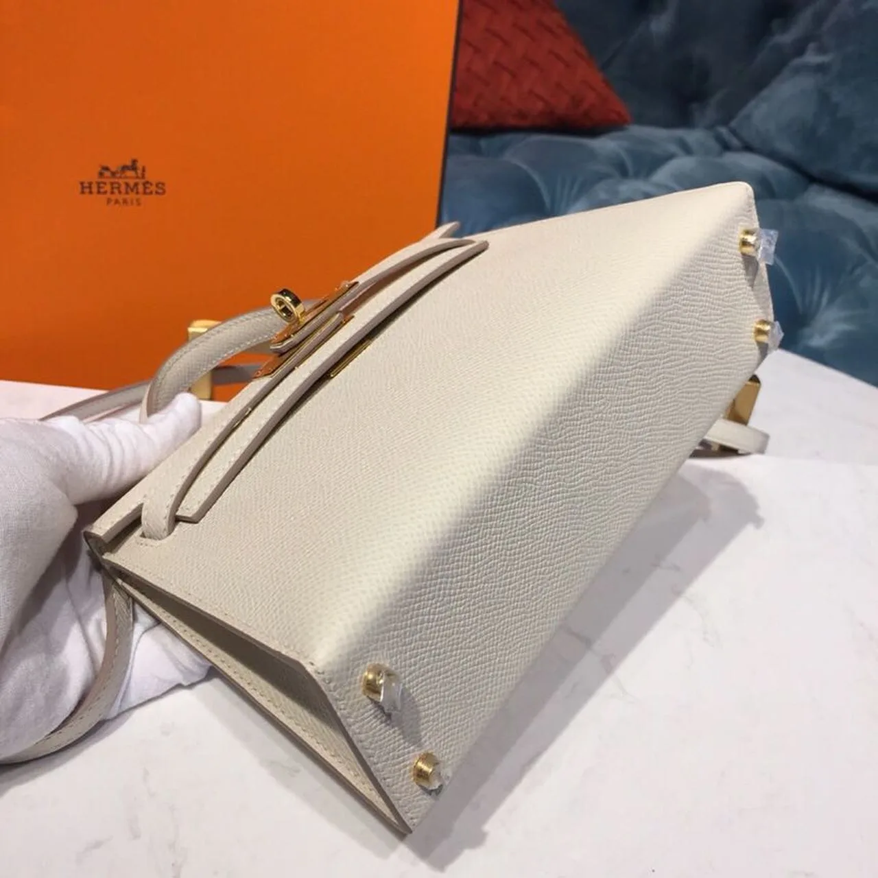 Hermes Mini Kelly Craie Gold-Toned Hardware / - Image 5