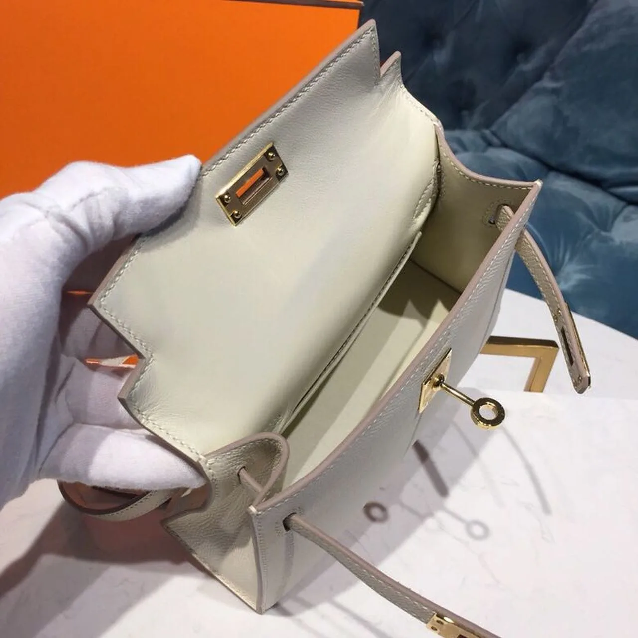 Hermes Mini Kelly Craie Gold-Toned Hardware / - Image 13