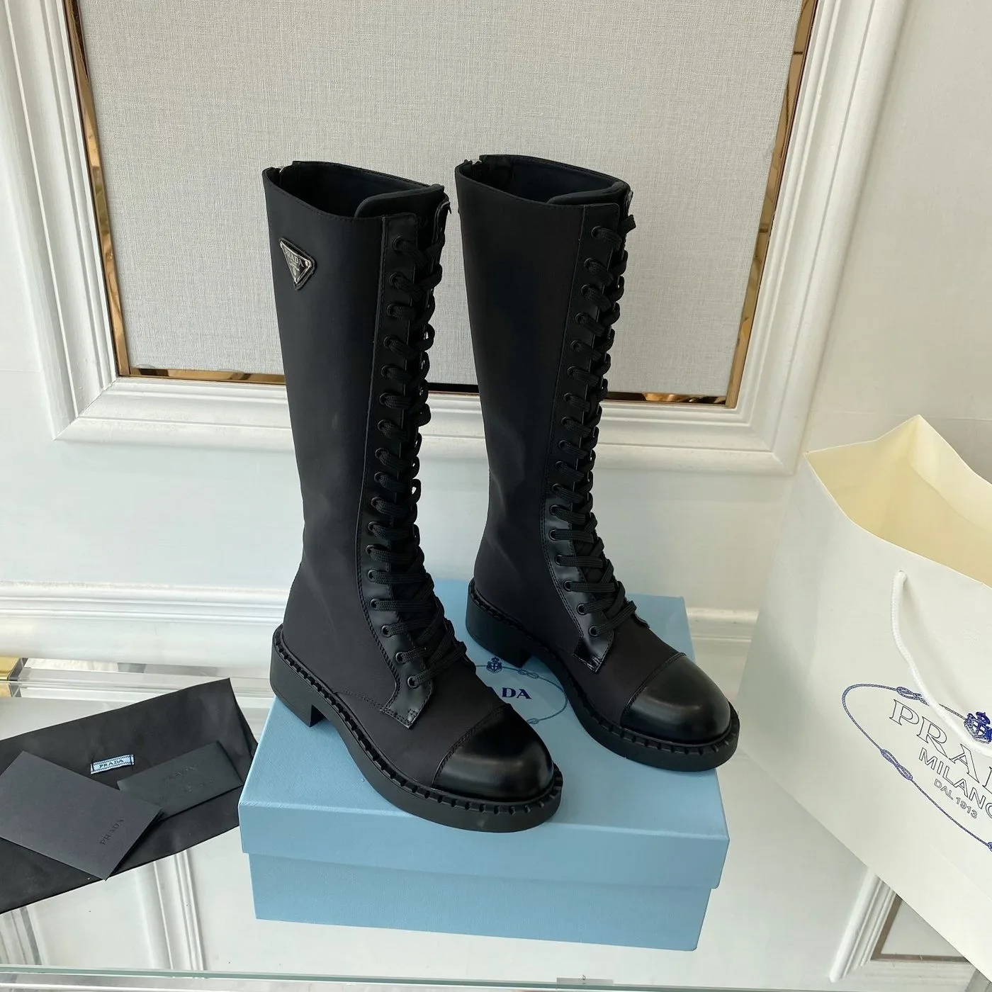 Alternative view of Prada Brushed And Re-Nylon Boots Black
