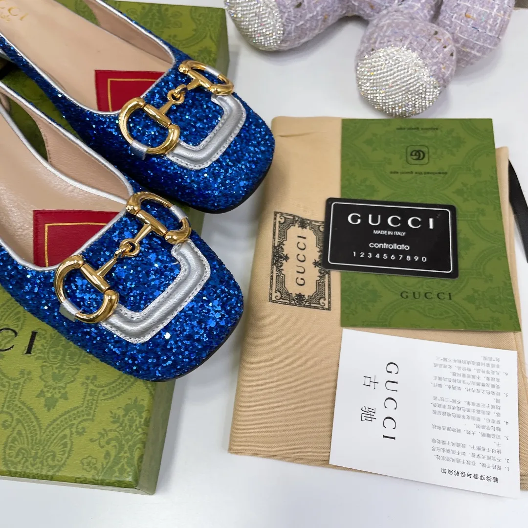 Gucci Lovelight Slingback With Horsebit Blue - Image 5