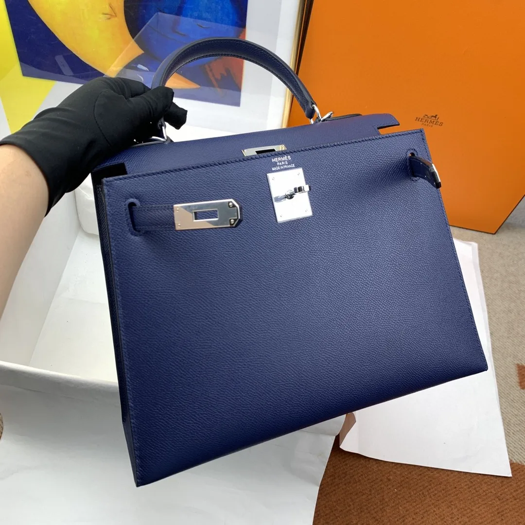 Hermes Kelly 28 Sellier Epsom Blue Bag - Image 5
