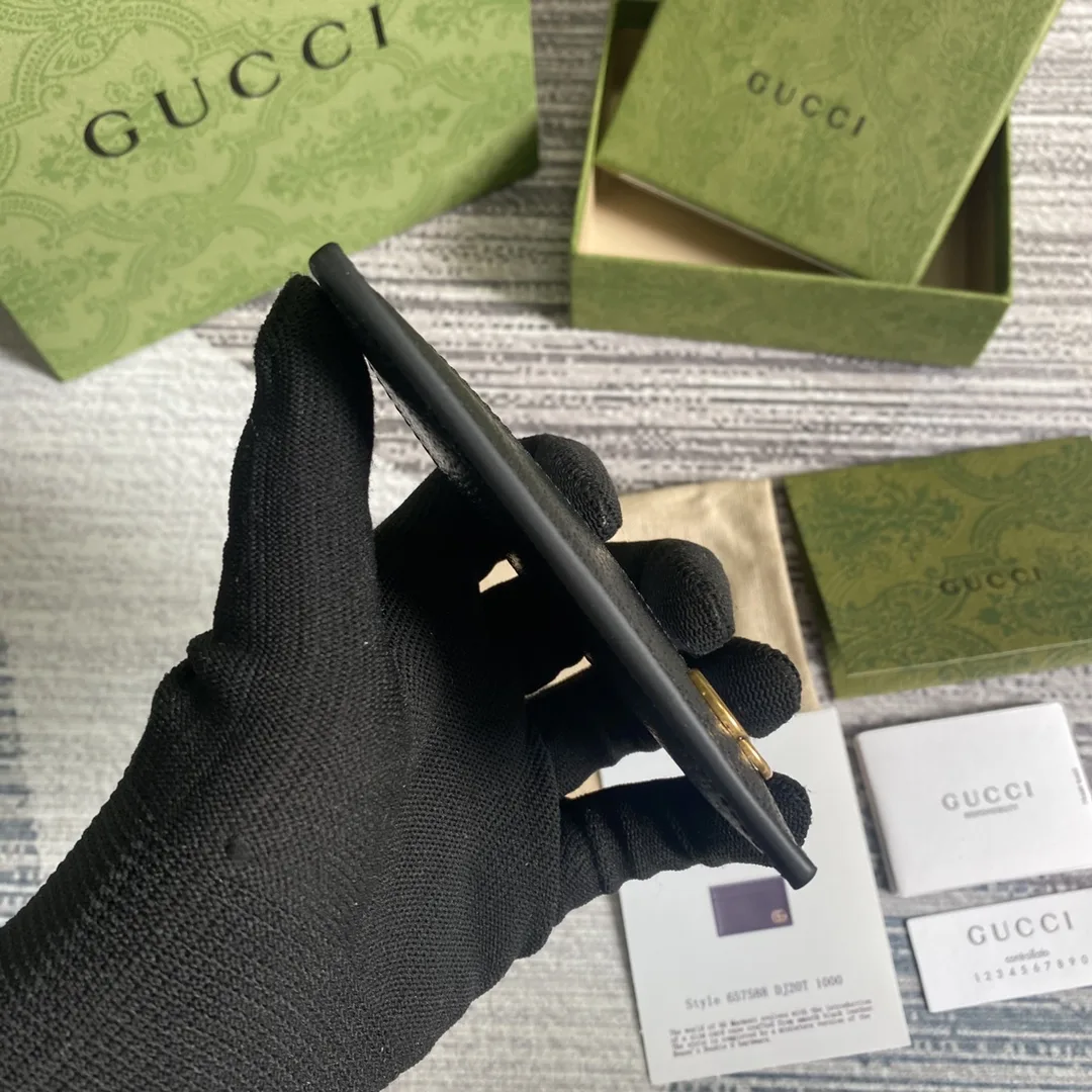 Gucci GG Marmont Card Case Black Gold Toned Hardware / - Image 8