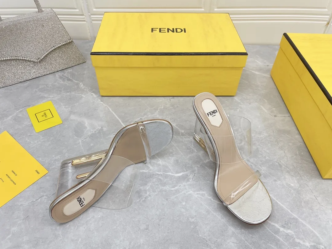 Fendi First White Transparent High-Heeled Sandals - Image 3