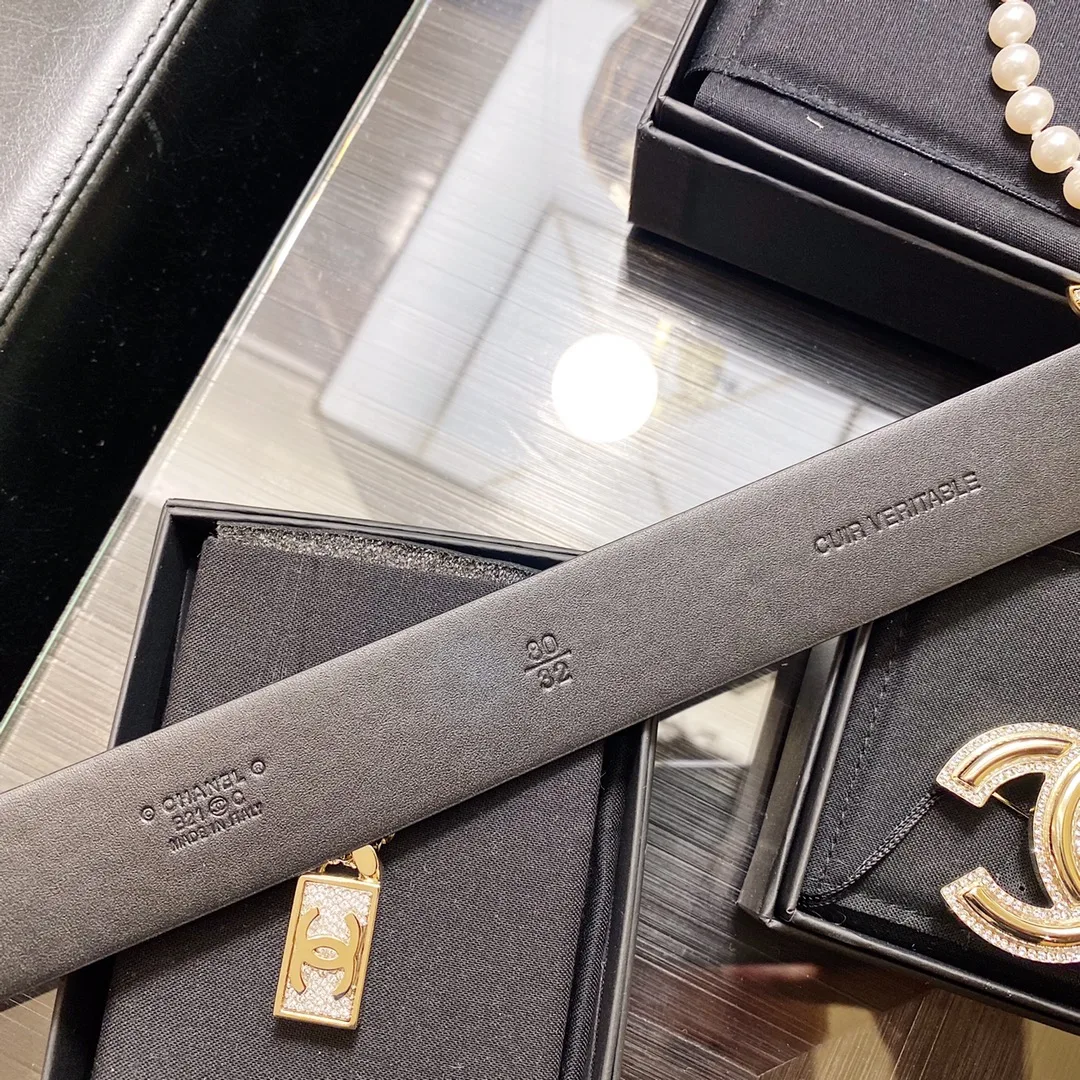 Chanel Mini Stone Interlocking C Buckle Belt Black - Image 8