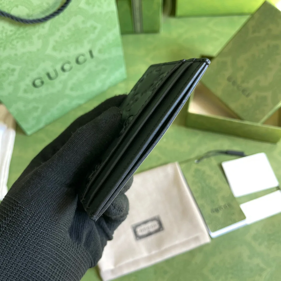 Gucci Card Case GG Embossed in Black / - Image 6