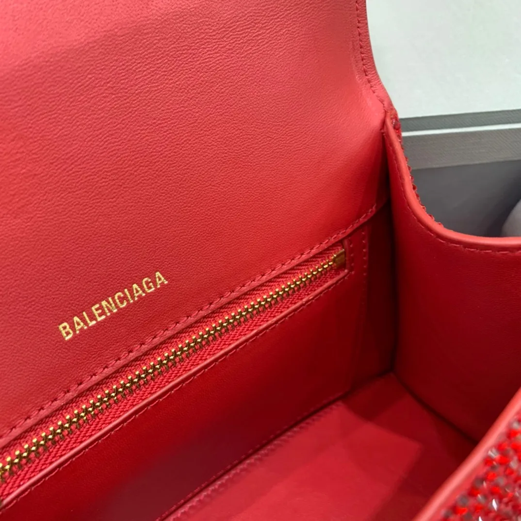 Balenciaga Hourglass Small Handbag In Red - Image 4