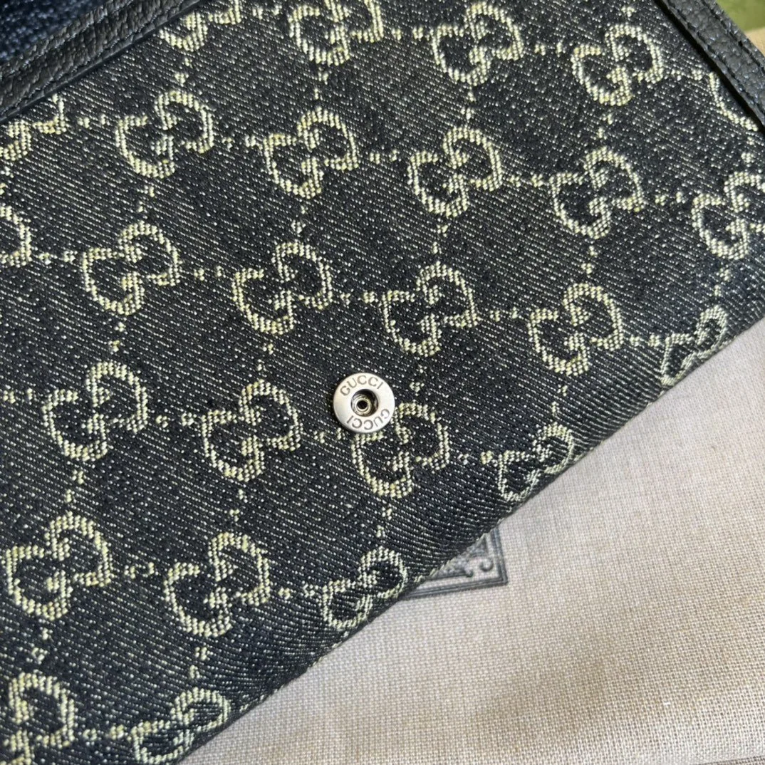 Gucci Dionysus Mini Chain Shoulder Bag / Black/ Ivory GG Denim Jacquard Palladium Hardware - Image 4
