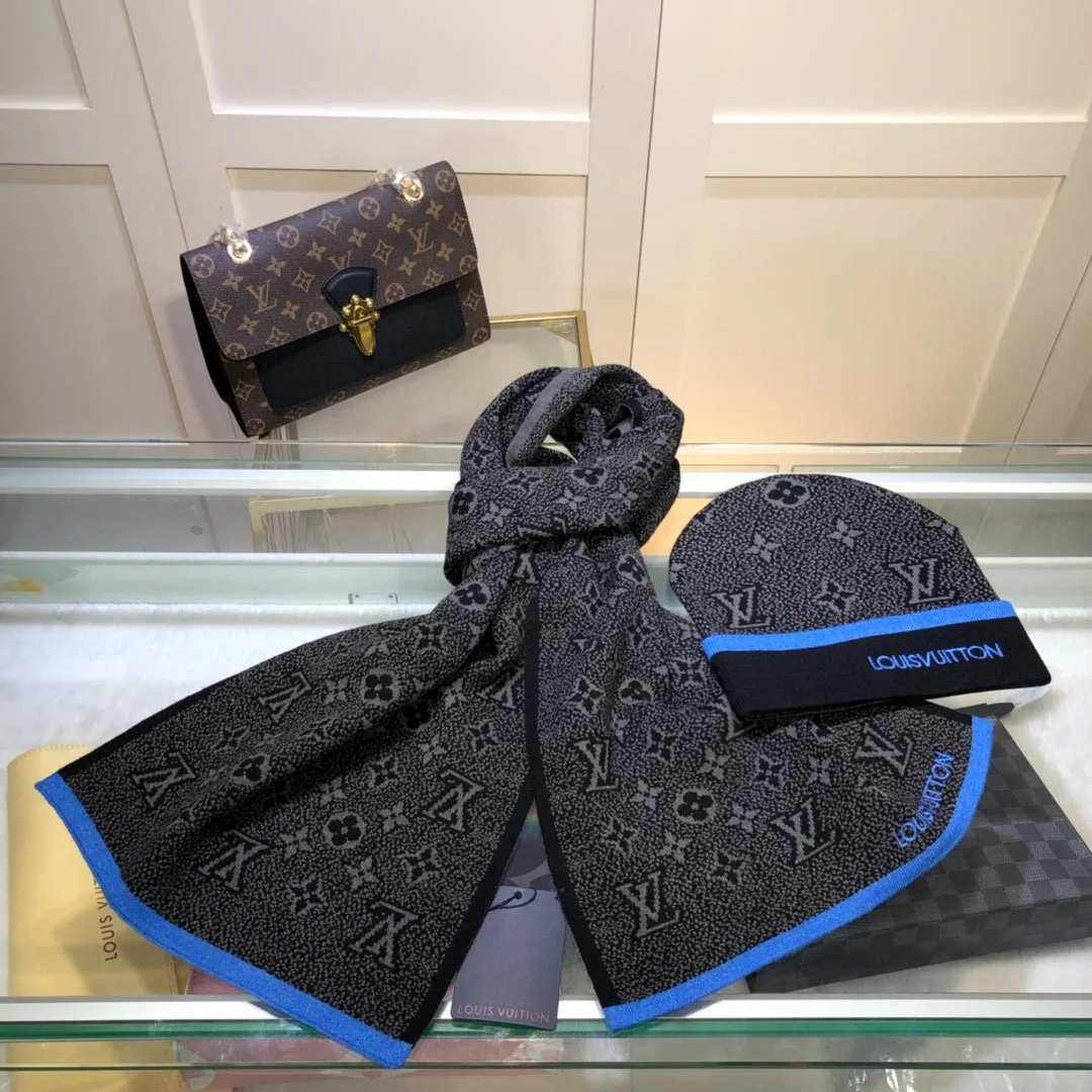 Louis Vuitton Beanie & Scarf Set In Black - Image 3